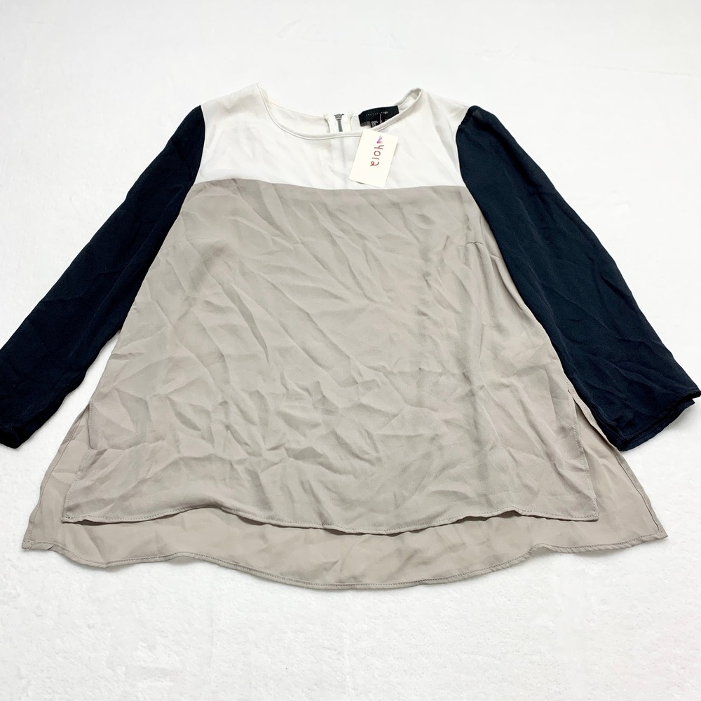 Atmosphere Colorblock Blouse Womens Size 8 Multicolor Long Sleeve Chiffon Work